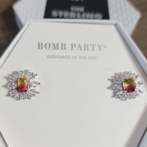 .925 sterling silver earrings, main stone Purple Green bicolor Tourmaline